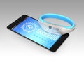 Smart wristband synchronized with a smartphone