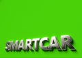 Smartcar word as 3D sign or logo concept placed on green surface with copy space above it. New smartcar technologies concept. 3D