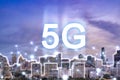 Smartcity and 5 G technology Royalty Free Stock Photo