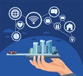 smartcity on smartphone Royalty Free Stock Photo