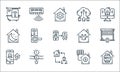 Smarthome line icons. linear set. quality vector line set such as , smarthome, home security, solar cell, leak, sleep mode, pet