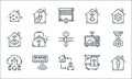 Smarthome line icons. linear set. quality vector line set such as key, smarthome, cloud, bathroom, air conditioner, monitor,