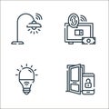 smarthome line icons. linear set. quality vector line set such as smart door, smart light, safebox