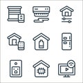 smarthome line icons. linear set. quality vector line set such as smart tv, smarthome, socket, fridge, battery, smarthome, Royalty Free Stock Photo