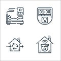 Smarthome line icons. linear set. quality vector line set such as surveillance, ventilation, timer