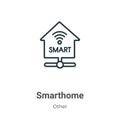 Smarthome outline vector icon. Thin line black smarthome icon, flat vector simple element illustration from editable other concept Royalty Free Stock Photo