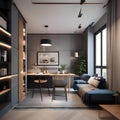 A smartly designed studio apartment maximizing space with multifunctional furniture and clever storage2