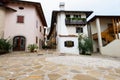 Main Square in Historic medieval town of Smartno in Goriska Brda, Slovenia with narrov streets leading into the town