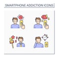 Smartphone addiction color icons set Royalty Free Stock Photo