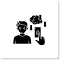 Smartphone addiction glyph icon