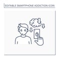 Smartphone addiction line icon