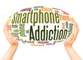 Smartphone addiction word cloud hand sphere concept Royalty Free Stock Photo