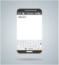 Smartphone android illustration with qwerty keyboard touch panel