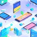 Smartphone app provides business charts and data analysis via isometric phone.