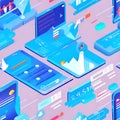 Smartphone app provides business charts and data analysis via isometric phone.