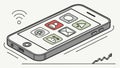 Smartphone with app icons, mobile device and application interface vector design Generative AI Royalty Free Stock Photo