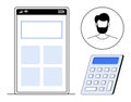 Digital Finance Concepts with Smartphone Interface, User Avatar, and Calculator Royalty Free Stock Photo