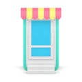Smartphone app online shopping log in sign up entrance with window canopy awning 3d icon vector