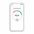 Smartphone App Screen Showing Daily Spending Limit Tracker with 20 Used Flat style 2D illustration Royalty Free Stock Photo