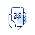 Smartphone app to scan qr-code. Payment, links access or information. Pixel perfect icons Royalty Free Stock Photo