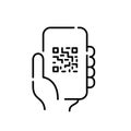 Smartphone app to scan qr-code. Payment, links access or information. Pixel perfect icons Royalty Free Stock Photo