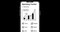 Smartphone App UI: Minimalist Black & White Spending Tracker with Rising Graph Royalty Free Stock Photo