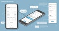 Smartphone app wireframe displaying user interface mockups featuring navigation Royalty Free Stock Photo