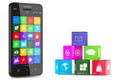 Smartphone and application cubes Royalty Free Stock Photo