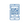 Smartphone apps line icon concept. Smartphone apps flat vector symbol, sign, outline illustration.