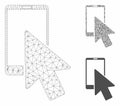 Smartphone Arrow Pointer Vector Mesh Wire Frame Model and Triangle Mosaic Icon Royalty Free Stock Photo