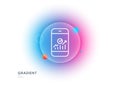 Smartphone Audit or Statistics line icon. Gradient blur button. Vector