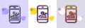 Smartphone Audit or Statistics line icon. Halftone dotted pattern. Vector