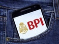 Smartphone with Bank of the Philippine Islands logo. Bank of the Philippine Islands is a universal bank in the Philippines