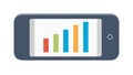 Smartphone with Bar Chart, Mobile Data Analytics, vector design Generative AI Royalty Free Stock Photo