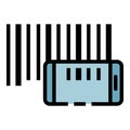 Smartphone barcode reading icon color outline vector