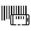 Smartphone barcode reading icon, outline style