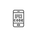Smartphone barcode scan line icon