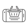 Smartphone basket online cargo shipping delivery line style icon