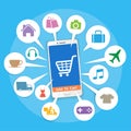 Smartphone with basket online shop