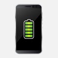 Smartphone with battery charge level indicators isolated