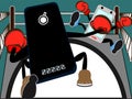 Smartphone battle. Boxing fight of mobile phone platforms as market competition on placard