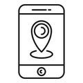 Smartphone bike gps location icon, outline style