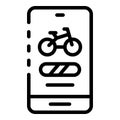 Smartphone bike rent icon, outline style