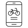 Smartphone bike rent icon, outline style