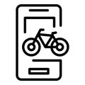 Smartphone bike rent icon outline vector. Park area