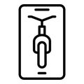 Smartphone bike rent icon outline vector. Parking lot