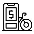 Smartphone bike rent icon outline vector. Public app