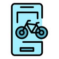 Smartphone bike rent icon vector flat