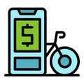 Smartphone bike rent icon vector flat