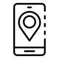 Smartphone bike rent location icon, outline style